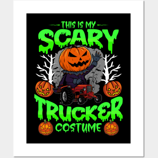 This Is My Scary Trucker Costume Funny Pumpkin Gift Idea for Halloween Posters and Art